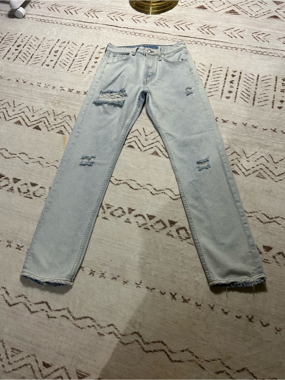 rag & bone Maya High Rise Slim Jeans 26 Light Wash Distressed Straight - Picture 2 of 12